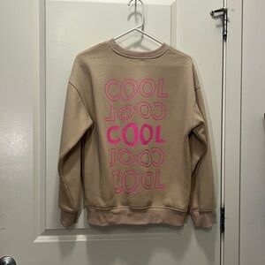 Chic Tan and Pink Women's Crew Neck Sweater